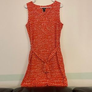 Ann Taylor Orange Dotted Statement Dress Petite Large